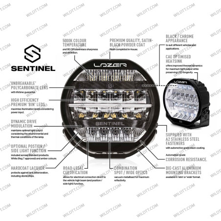 Lazer Sentinel 18CM Elite LED Driving Light - WildTT