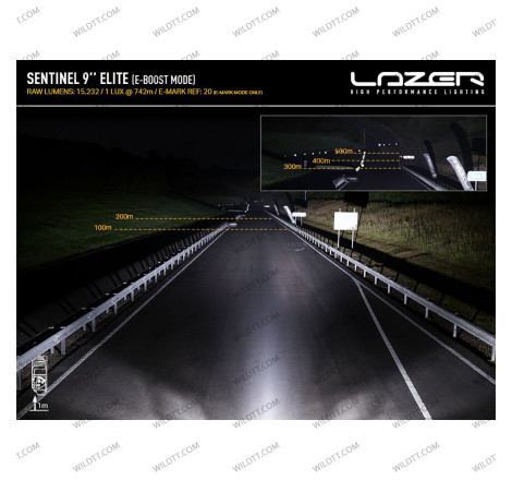 Lazer Sentinel 23CM Elite (Black) LED Driving Light - WildTT