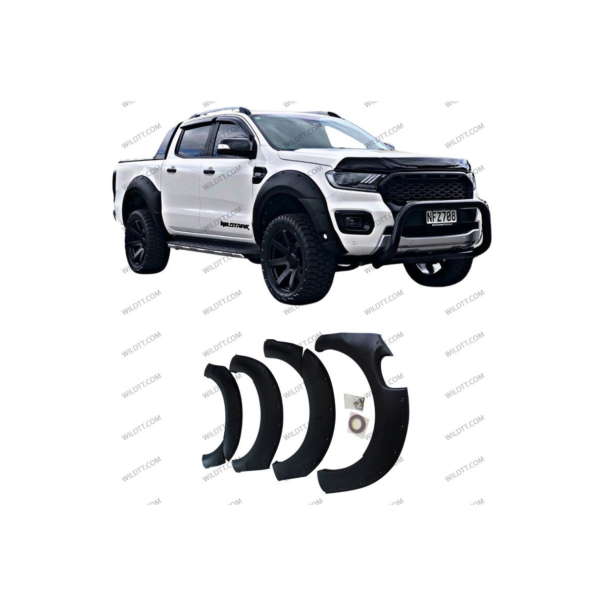 Elargisseurs d'Ailes OFF-Road avec Capteurs Ford Ranger DC 2019-2022 - WildTT