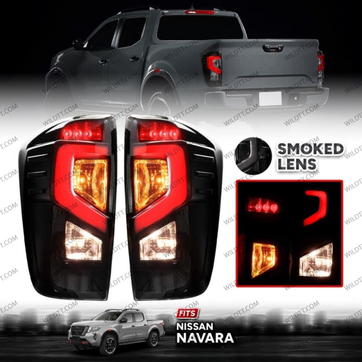 Smoked Led Tail Lights Nissan Navara NP300 2016-2021 - WildTT