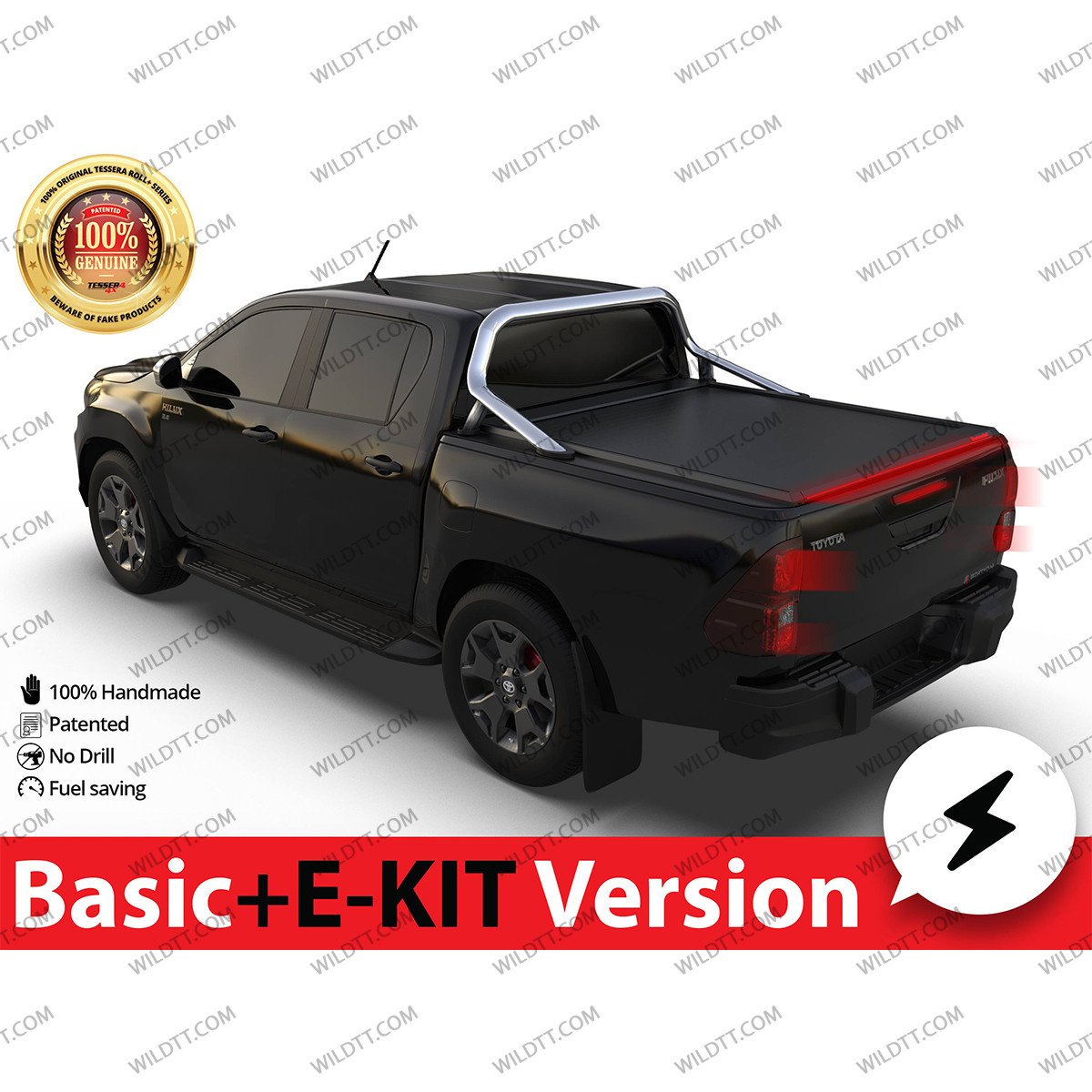 Top Roll Tessera Basic + E Kit C/ Supporto Rollbar OEM Toyota Hilux DC 2016-2026 - WildTT
