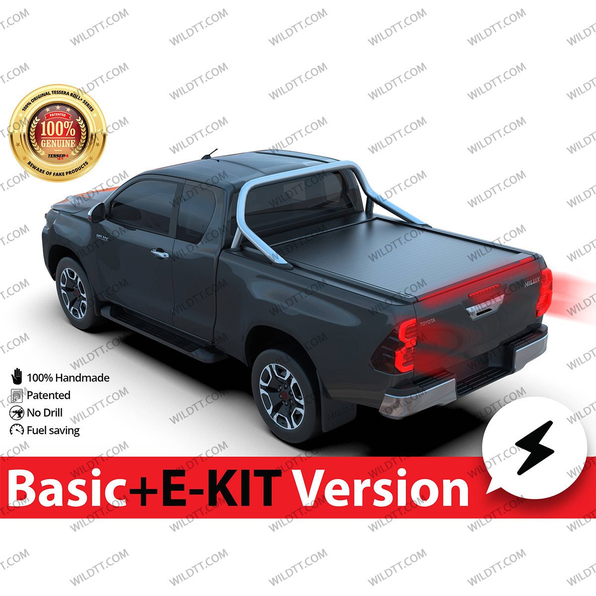 Top Roll Tessera Basic + E Kit C/ Supporto Rollbar OEM Toyota Hilux EC 2016+ - WildTT
