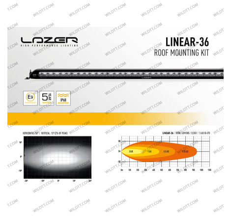 Barra LED Lazer Linear P/ Techo C/ Barras de Techo Ford Ranger 2012-2022 - WildTT