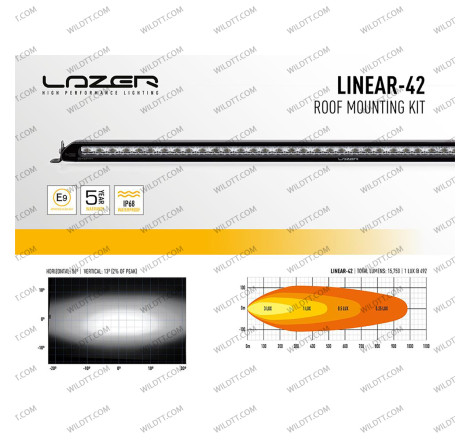 Lazer Linear LED LightBar for Roof W/O Roof Racks Ford Ranger/Raptor 2012+ - WildTT