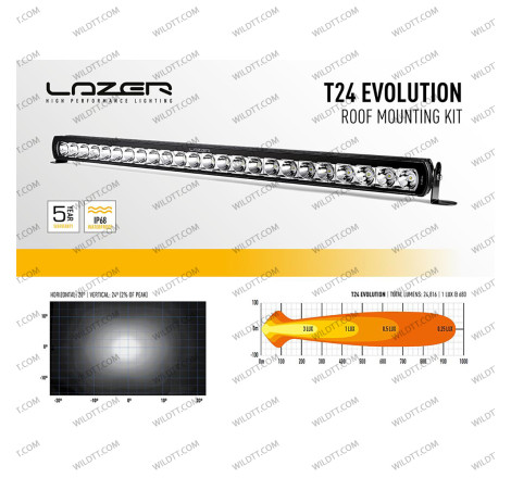 Barra LED Lazer Linear P/ Tejadilho C/ Barras de Tejadilho Isuzu D-Max 2017-2020 - WildTT