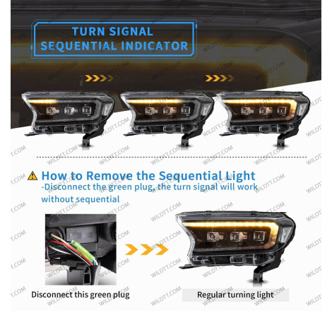 Fari LED Stile Trijector Ford Ranger 2016-2022 - WildTT