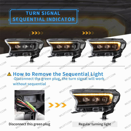 LED-Scheinwerfer Trijector Style Ford Ranger 2016-2022 - WildTT