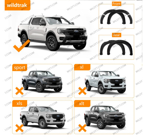 Kotflügelverbreiterungen Ford Ranger Wildtrak DC 2023+ - WildTT