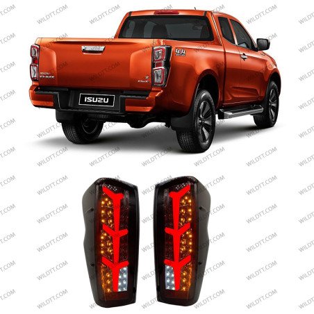 Smoked Led Tail Lights Square Style Isuzu D-Max 2020+ - WildTT