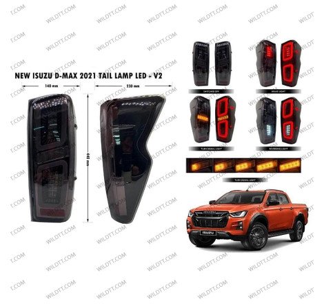 Smoked Led Tail Lights Starlight Style Isuzu D-Max 2020+ - WildTT