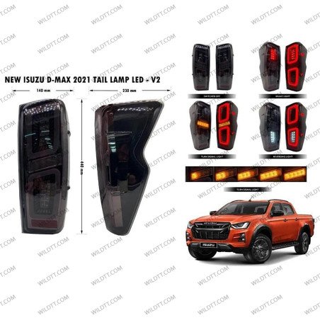 Smoked Led Tail Lights Starlight Style Isuzu D-Max 2020+ - WildTT