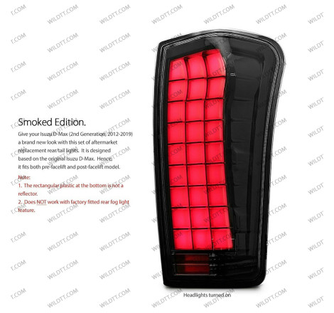 Smoked Led Tail Lights Tetris Style Isuzu D-Max 2012-2020 - WildTT