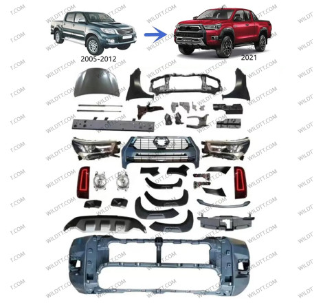 Body Kit Upgrade de Toyota Hilux DC 2005-2011 P/ Invincible 2021+ - WildTT