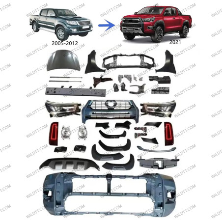 Body Kit Upgrade de Toyota Hilux DC 2005-2011 P/ Invincible 2021+ - WildTT