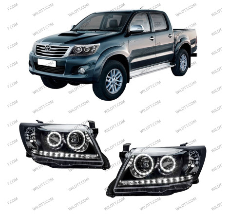 Angel Eyes LED Headlights Toyota Hilux 2011-2016 - WildTT