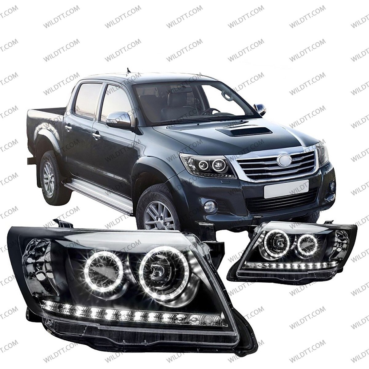Fari LED Angel Eyes Toyota Hilux 2011-2016 - WildTT