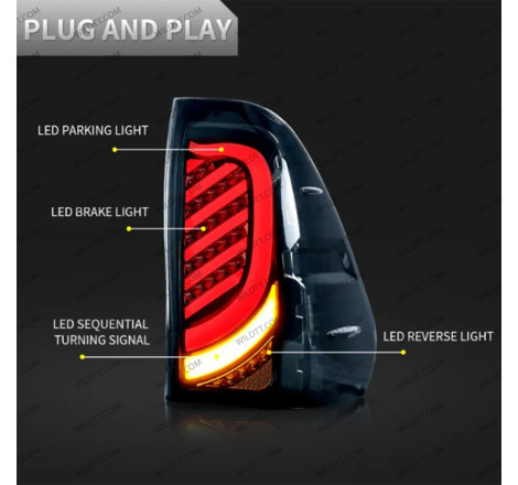 LED Tail Lights Straps Style LED Toyota Hilux 2016+ - WildTT