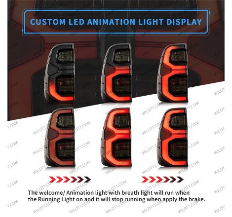 Smoked Led Tail Lights OEM Invincible Toyota Hilux 2016-2026 - WildTT