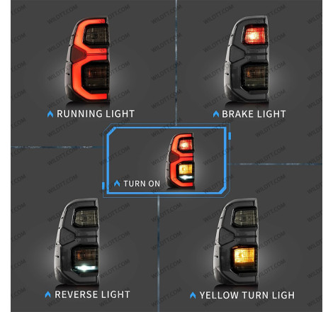 Luci Posteriori a LED Fumé OEM Invincible Toyota Hilux 2016+ - WildTT