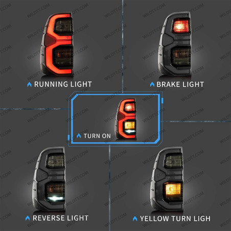 Luci Posteriori a LED Fumé OEM Invincible Toyota Hilux 2016+ - WildTT