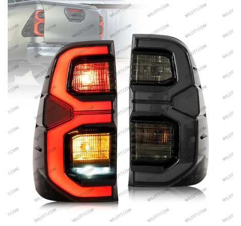 Smoked Led Tail Lights OEM Invincible Toyota Hilux 2016+ - WildTT