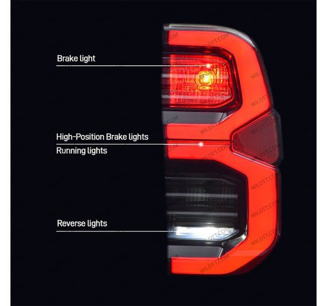 Smoked Led Tail Lights OEM Invincible Toyota Hilux 2016-2026 - WildTT