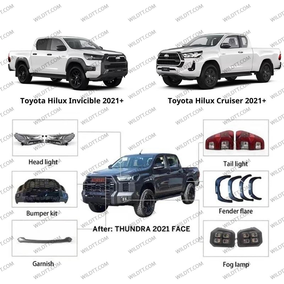 Body Kit Tundra Style Toyota Hilux DC 2020-2026 - WildTT